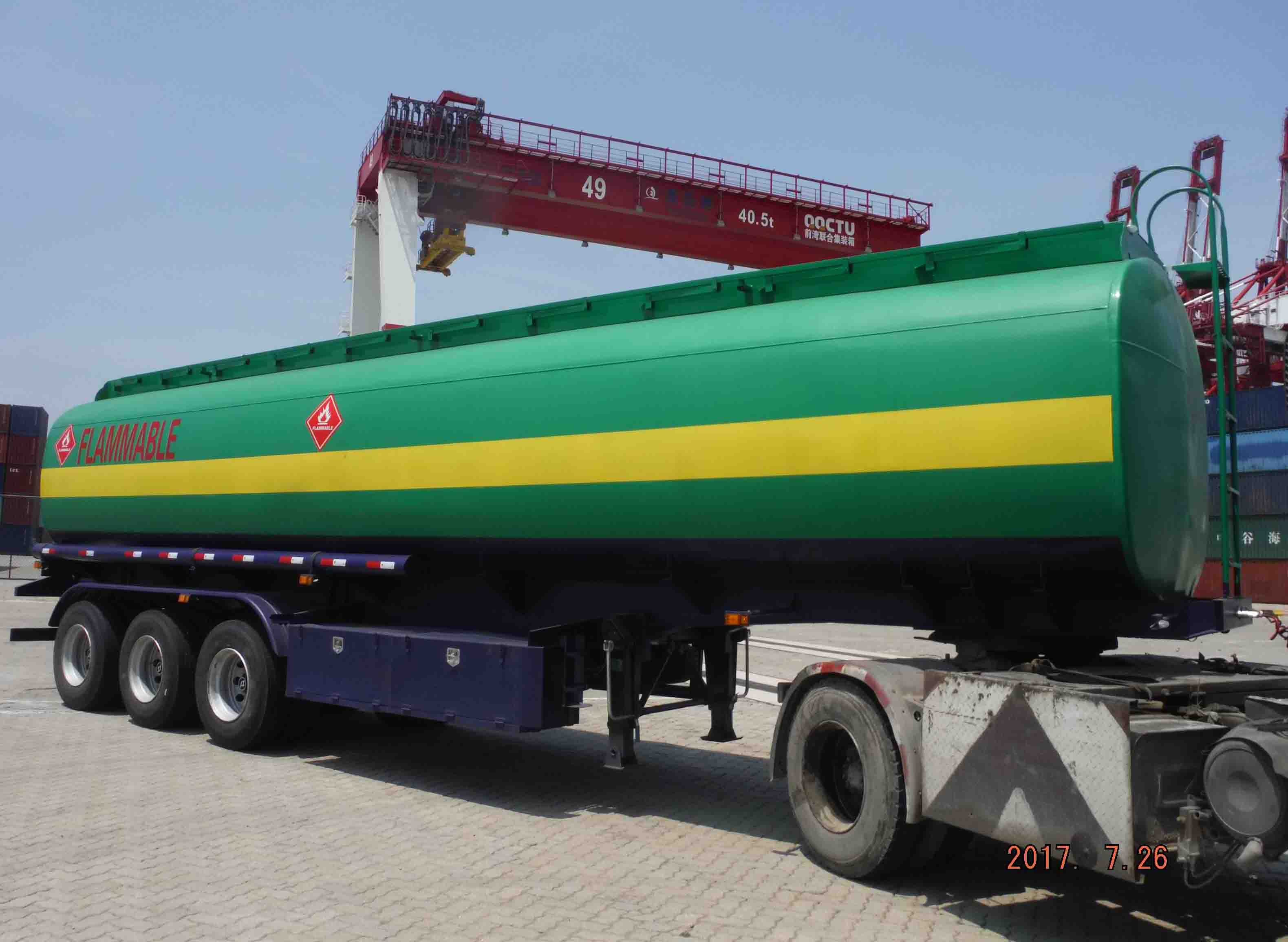 fuel tanker trailer on China Qingdao port.jpg